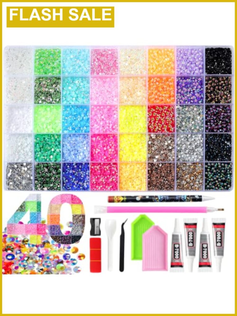 50000+ Pcs 40 Colors 3mm Resin Jelly Rhinestones Bedazzling Kit